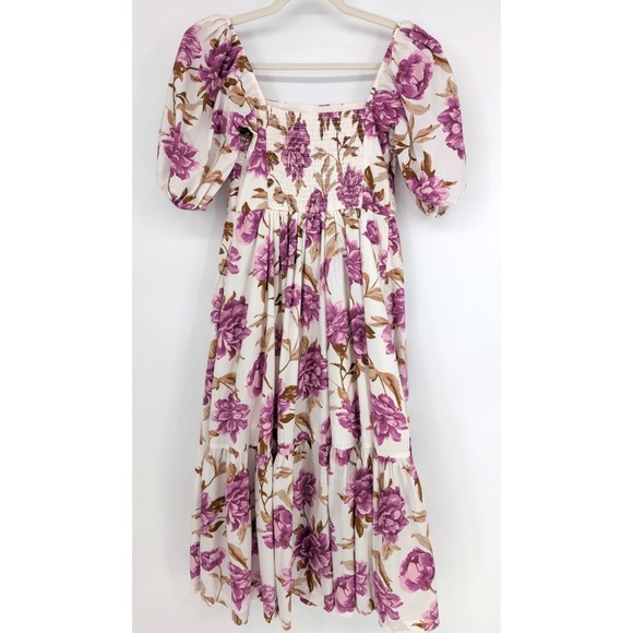 Abercrombie & Fitch Emerson Poplin Puff Sleeve Floral Midi Dress XS Coquette - Picture 3 of 13